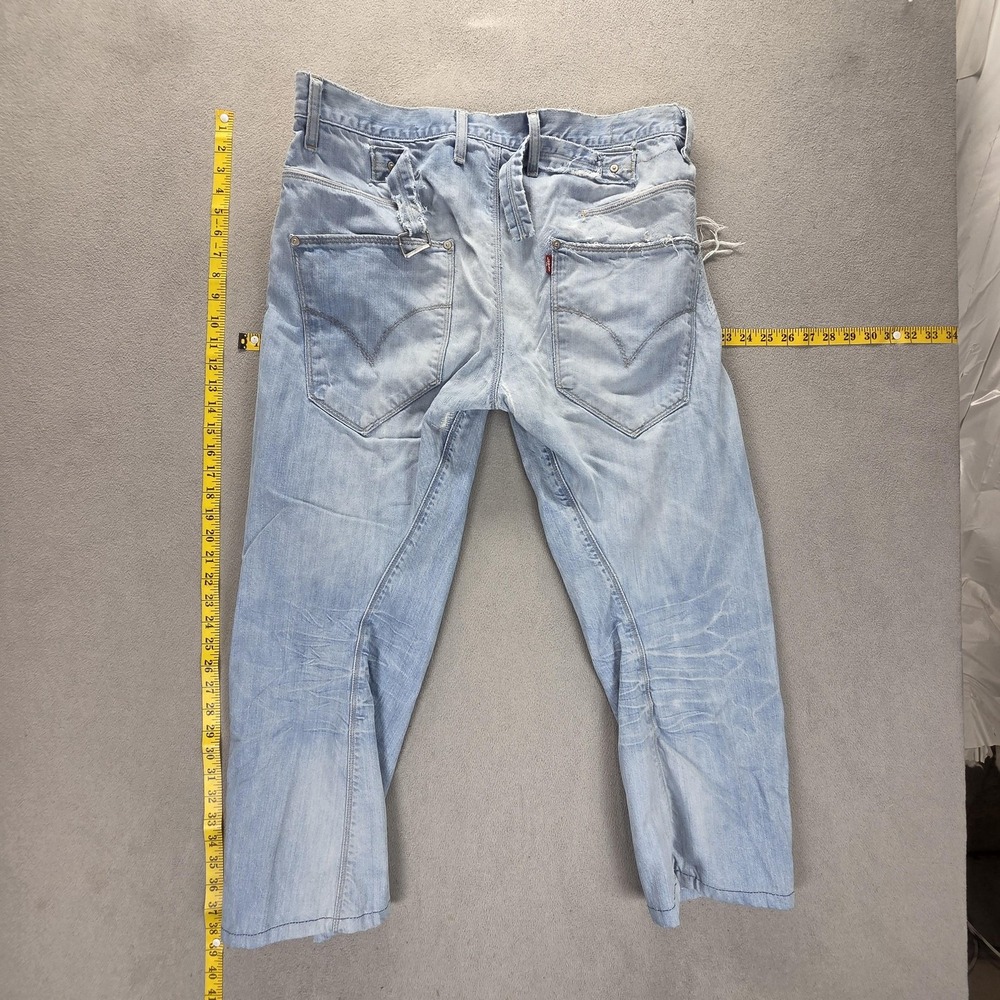 VTG Levis Engineered Jeans Mens Blue Buckle Back Twisted‎ Altered Hem Fits 34x27